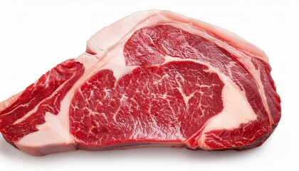 Obraz premium Raw ribeye steak on white background. contains clipping path..