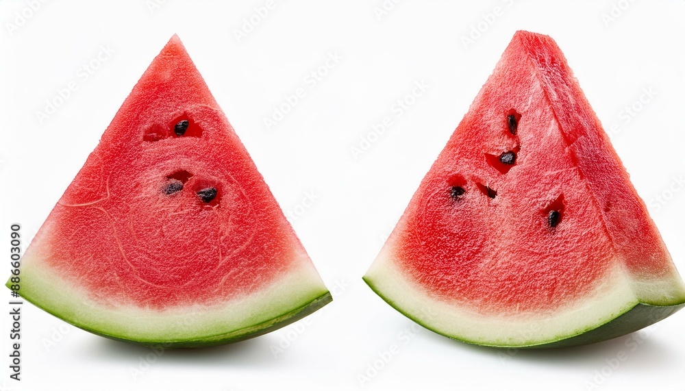 Aufkleber set of watermelon triangle slices without seeds isolated on white background. clipping path.