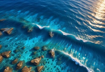 Fototapeta premium Beautiful beach scenery, high angle view of the sea