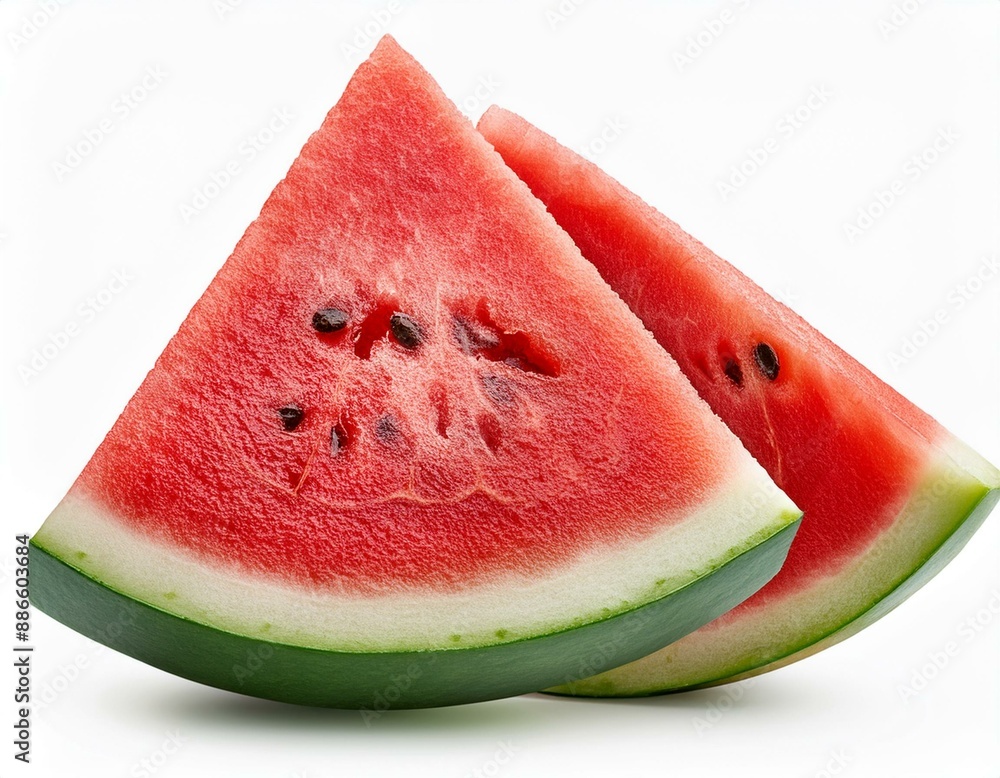 Poster watermelon triangle slices isolated on white background. clipping path.