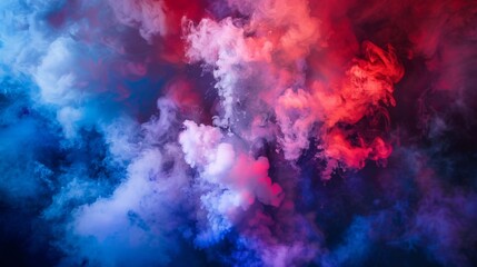 American flag colors from smoke explosion of cloudy firework at USA independence day