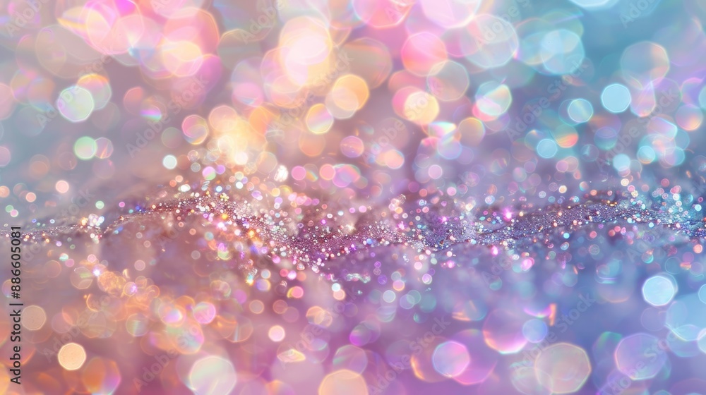 Poster glitter is creating a magical bokeh effect on a colorful background, perfect for a variety of projec