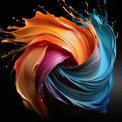 Colorful splash of paint is shown with a black background