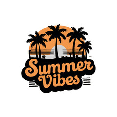 Naklejka premium Summer Vibes Typography Design and Free Vector