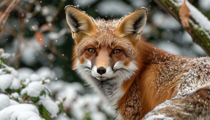 Obraz premium Red Fox in Winter Wonderland.