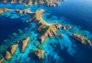 Beautiful beach scenery, high angle view of the sea