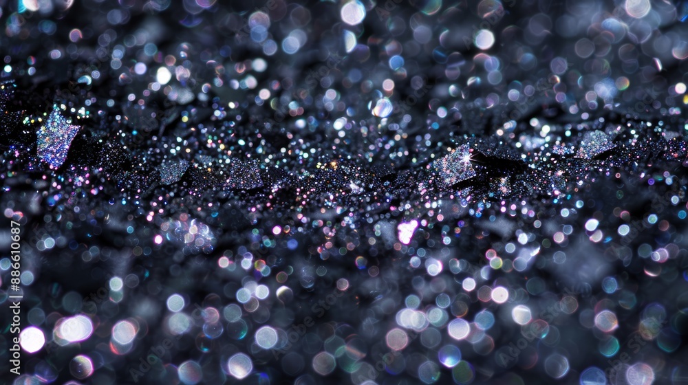 Aufkleber abstract background with black glittering surface reflecting light creating beautiful bokeh