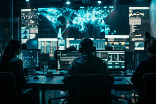 Cybersecurity team at operations center