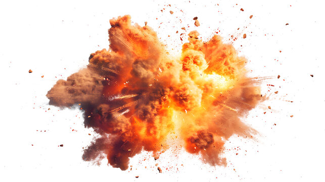 explosive effect, top view, white background