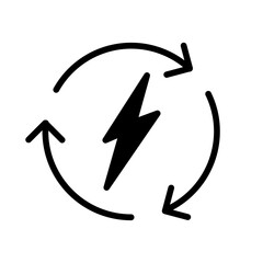 Recycle Arrows with Lightning Bolt Icon - Recycle and Reuse, Perfect for Web, UI, and Mobile Apps