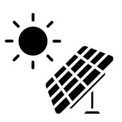 Tilted Solar Panel with sun Icon - Minimal, Clean, Elegant, Fill Icon, Suitable for Web, UI, Mobile Application