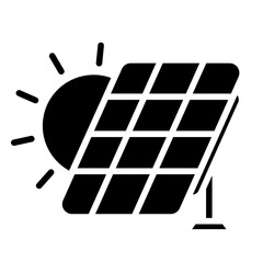 Solar Panel with Sun Icon - Minimal, Clean, Elegant, Fill Icon, Suitable for Web, UI, Mobile Application