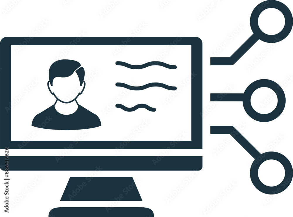 Poster digital identity icon. simple creative element. filled monochrome digital identity icon for template