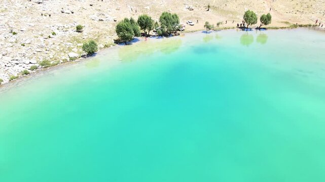 The aerial views of Green Lake, a crater lake, is on the G&ouml;mbe Plateau, famous for its unique geographical riches.