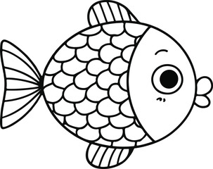 Cute Gold Fish Cartoon Vector Hand Drawn Illustration Isolated 