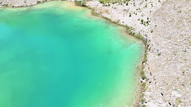 The aerial views of Green Lake, a crater lake, is on the G&ouml;mbe Plateau, famous for its unique geographical riches.
