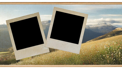 set of combination of polaroid photos. empty photo mockup template