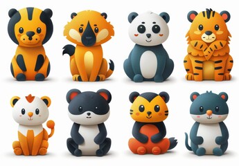 Fototapeta premium かわいい幾何学的な動物セット