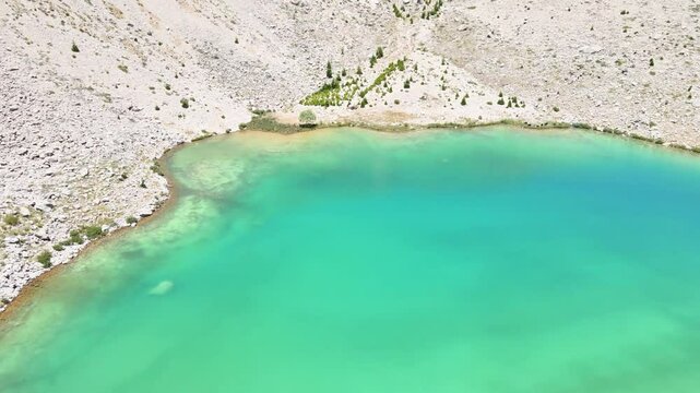 The aerial views of Green Lake, a crater lake, is on the G&ouml;mbe Plateau, famous for its unique geographical riches.