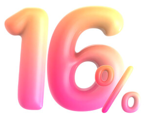 Gradient Number 16 Percent 3d rendering