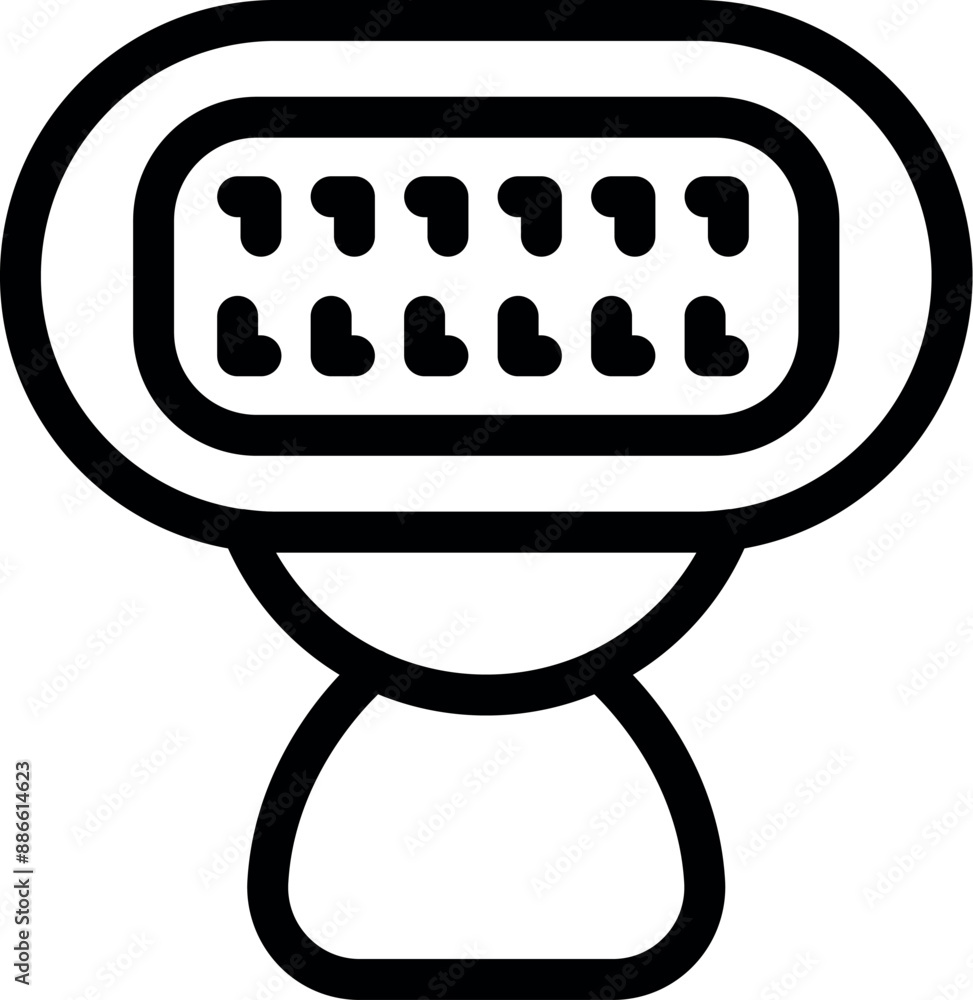 Poster line art icon of a barcode scanner scanning a retail product code