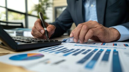 Manager or executive validating the company's income and expenses forecast. Corporate finance and strategic plan, annual budget, and financial planning