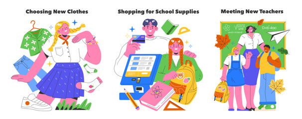 Fototapeta premium Back To School. Flat Vector Illustration