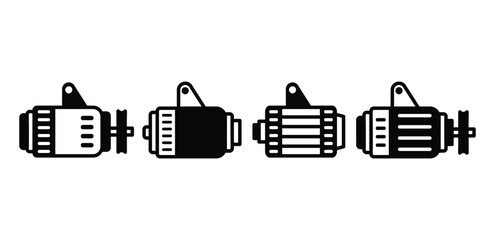 car alternator icons vector design symbol sign simple black white color illustration collection set 