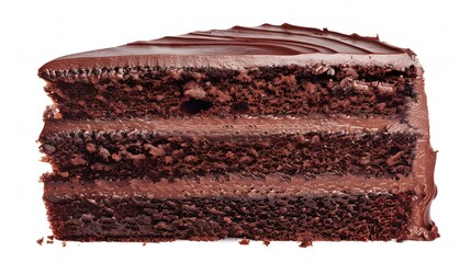 Tasty chocolate cake isolated on white. 