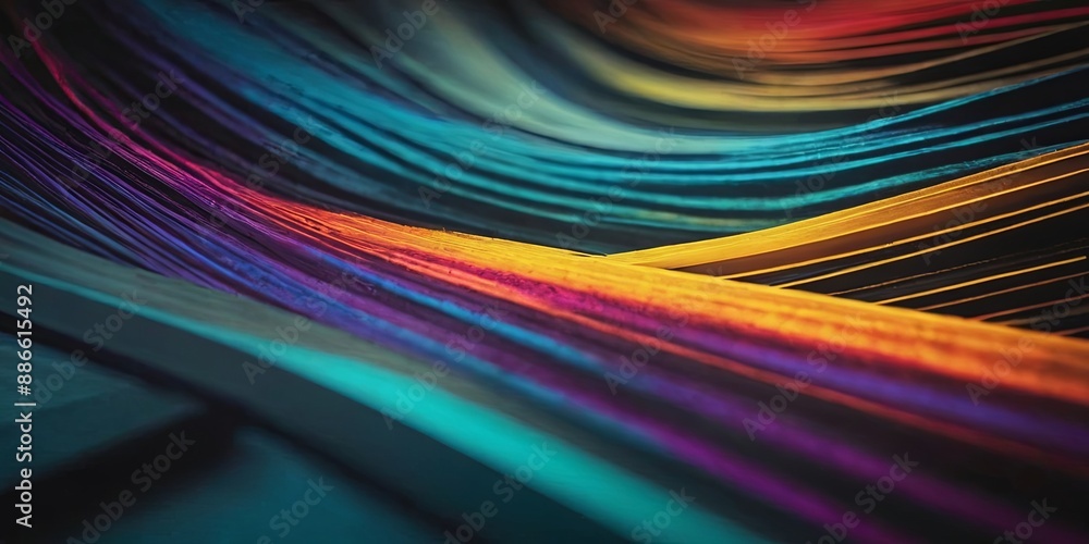 Poster a colorful, abstract image of a rainbow with a blue line in the middle