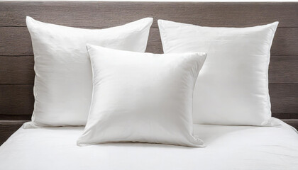 White pillow on bed in bedroom closeup