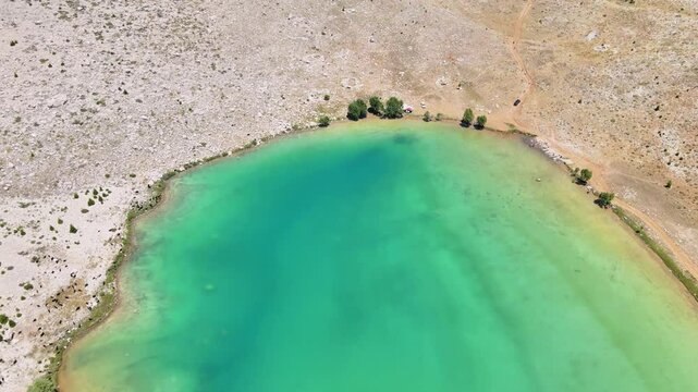The aerial views of Green Lake, a crater lake, is on the G&ouml;mbe Plateau, famous for its unique geographical riches.