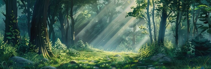 Fototapeta premium Sunbeams in the Forest