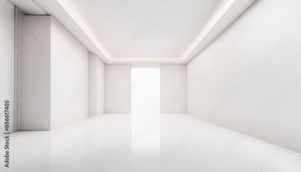 Poster white studio room template on empty background with modern concept. product display backdrops for de