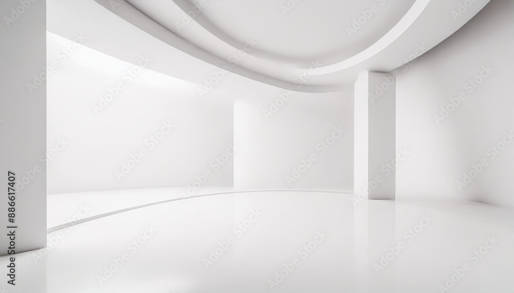Poster white studio room template on empty background with modern concept. product display backdrops for de
