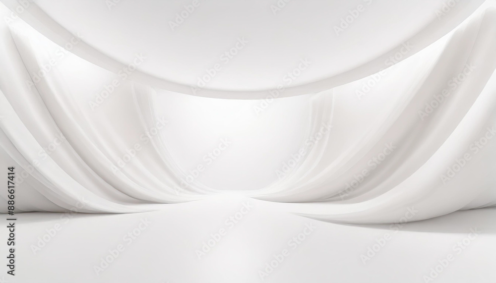 Poster white studio room template on empty background with modern concept. product display backdrops for de