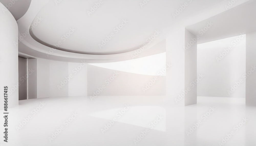 Poster white studio room template on empty background with modern concept. product display backdrops for de