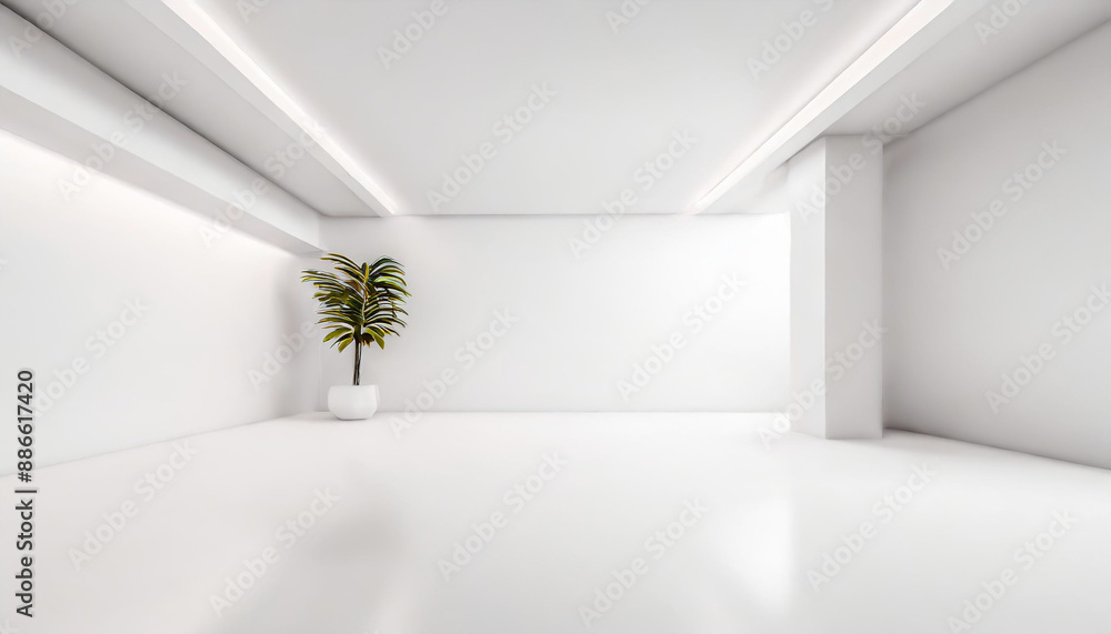 Poster white studio room template on empty background with modern concept. product display backdrops for de
