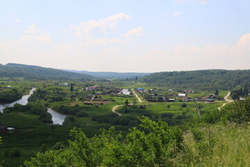 Top view on Suenga village in the Maslyaninsky District of the Novosibirsk Region