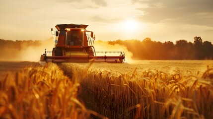 Obraz premium Autonomous Harvester Operating in Vast Agricultural Field with Transformative Farming Technology