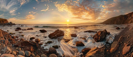 Obraz premium Rocky Coastline at Sunset