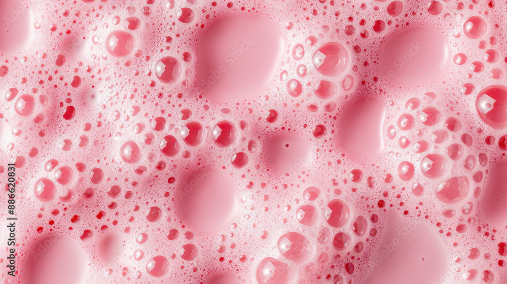 Poster close-up view of pink soap bubbles with foam texture, creating an abstract background perfect for be
