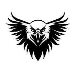 Obraz premium Flying eagle, black and white, modern, simple, for logo design, white background.