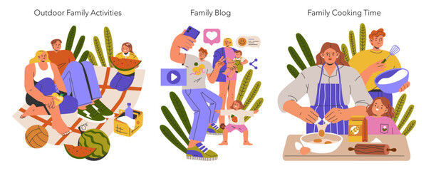Modern Families. Flat Vector Illustration