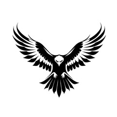 Obraz premium Flying eagle, black and white, modern, simple, for logo design, white background.