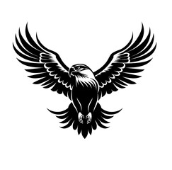 Obraz premium Flying eagle, black and white, modern, simple, for logo design, white background.