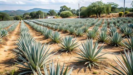 Campo de agave espadín para destilado mezcal y tequila