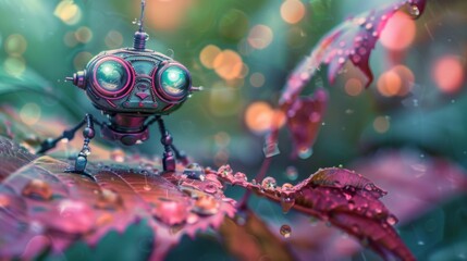 葉の上を歩く小さなロボット - 冒険の始まり