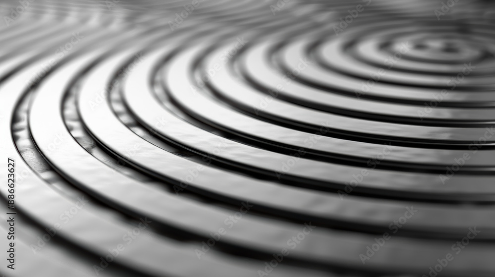Poster abstract close-up of concentric circles on a textured black surface, showcasing a modern design and 