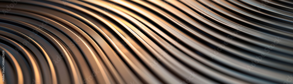 Poster close-up of abstract curved lines with soft lighting and gradient hues creating elegant, wavy patter